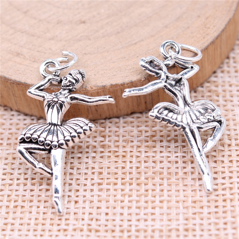 Vintage Fashion Wholesale - 20pcs 29x16mm(1.14x0.63inch) Antique Silver Color Ballerina