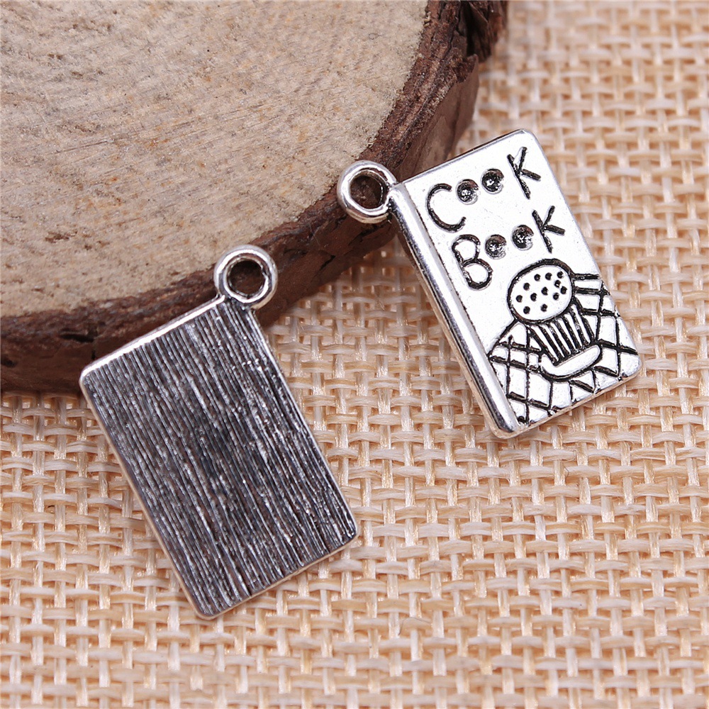 Vintage Fashion Coloring Book - 20pcs 17x11mm(0.67x0.43inch) Antique Silver Color Cook