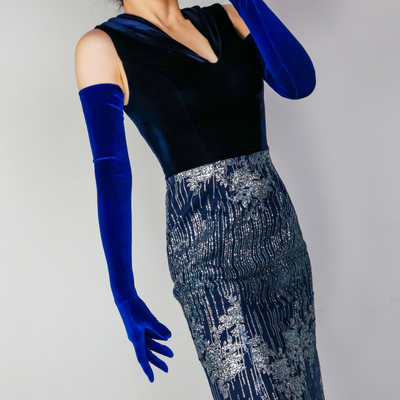 Vintage Fashion Photographers - Women's Elegant Vintage Long Velvet Glove