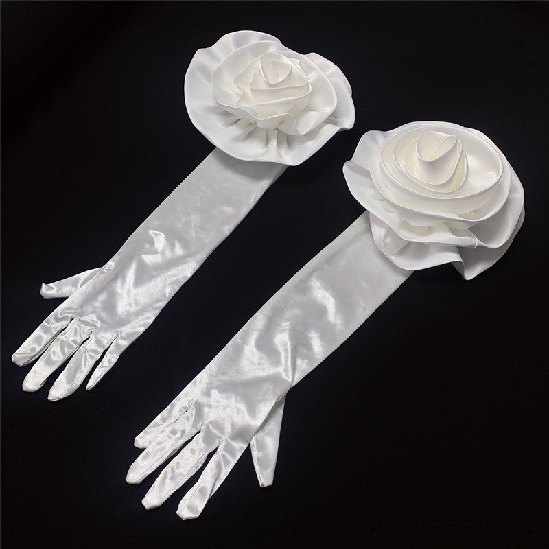Vintage Fashion Photographers - Women's Elegant White Flower Long Satin