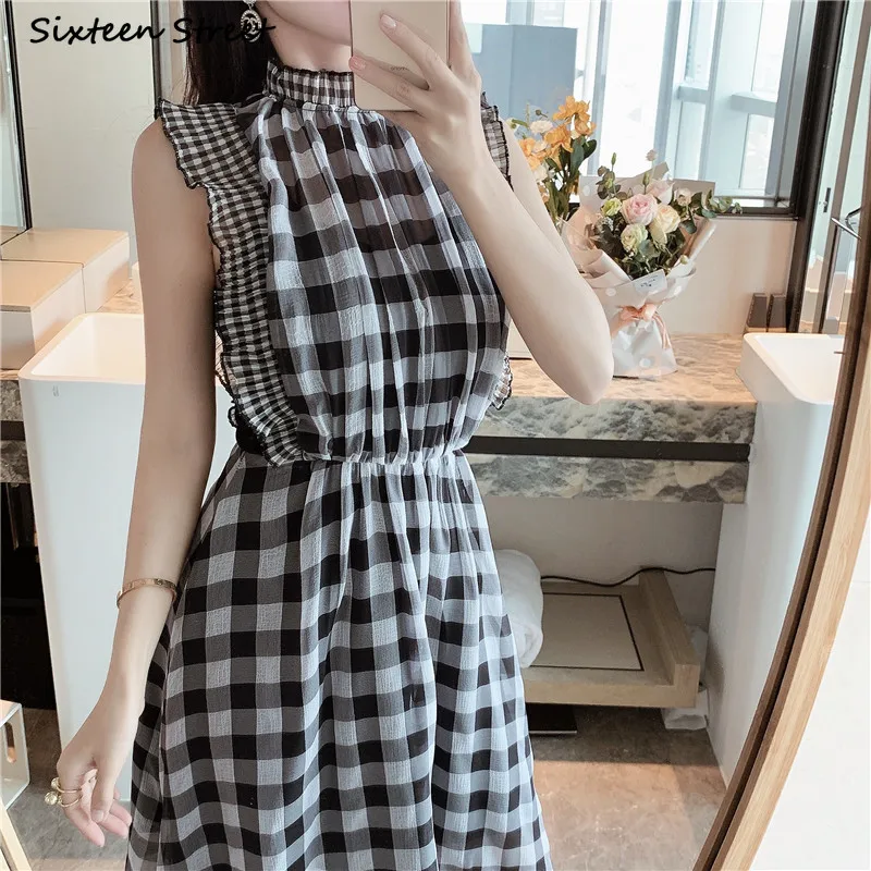 Plaid Sleeveless Dress for Wom - огляд і ціна Vintage Fashion Runway
