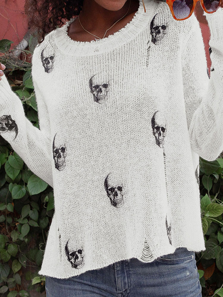 Halloween Skull Print Loose Kn - огляд і ціна Vintage Fashion Years